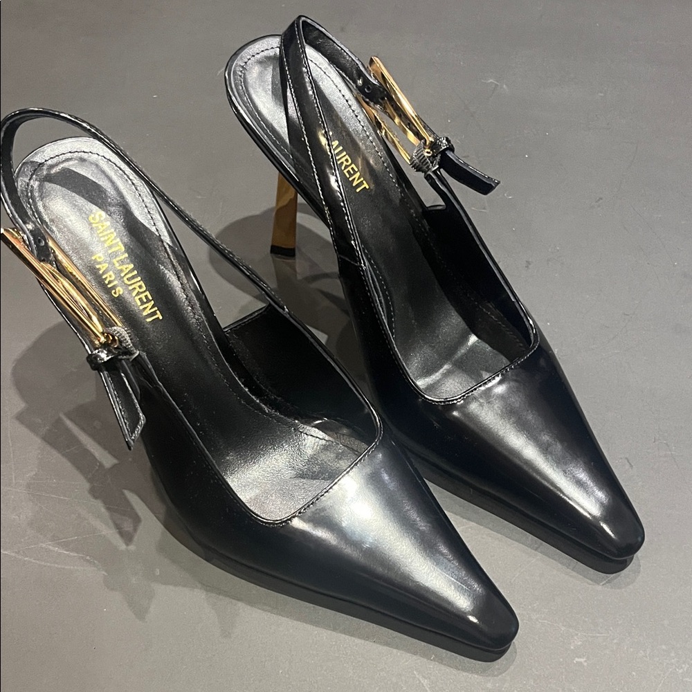 Saint Laurent Black Slingback Heels